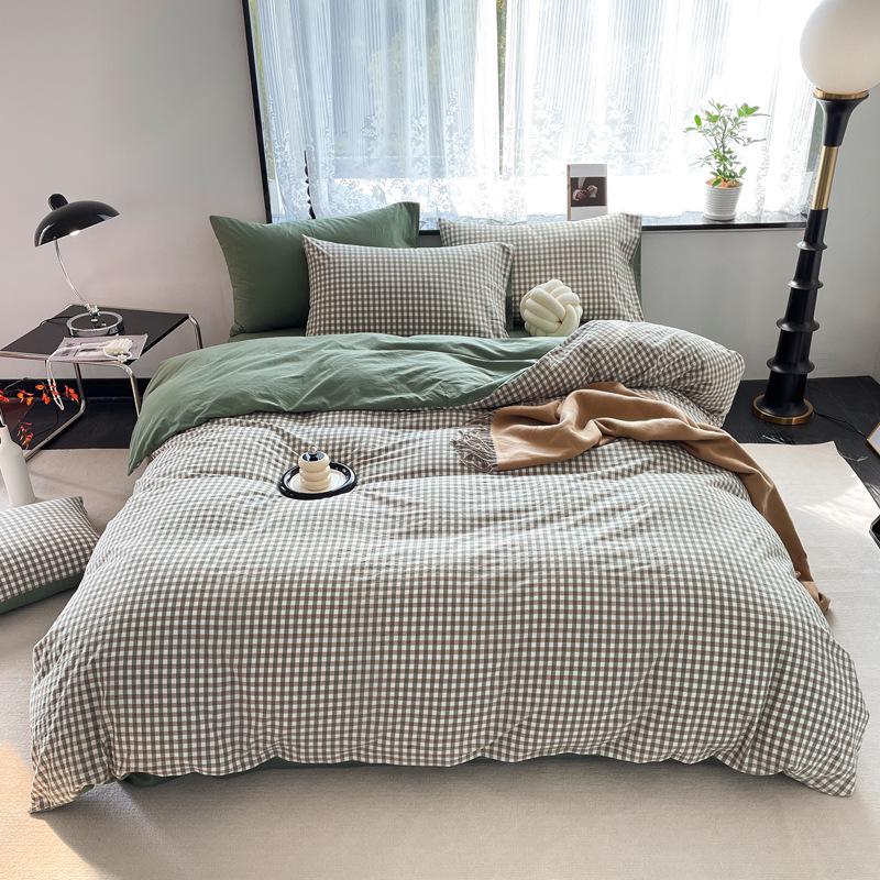 Серия AB Cotton: Комплект постельного белья из чистого хлопка для общежития - односпальный, из четырех частей с простынями