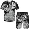 Мужские футболки/шорты/костюмы с 3D принтом черепа, футболка в стиле готического панка, повседневная уличная одежда в стиле хип-хоп, летние бегуны, комплекты из 2 предметов