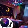 Starry Sky LED Night Light: Seven-Color Moon and Stars Projection for Children's Bedroom