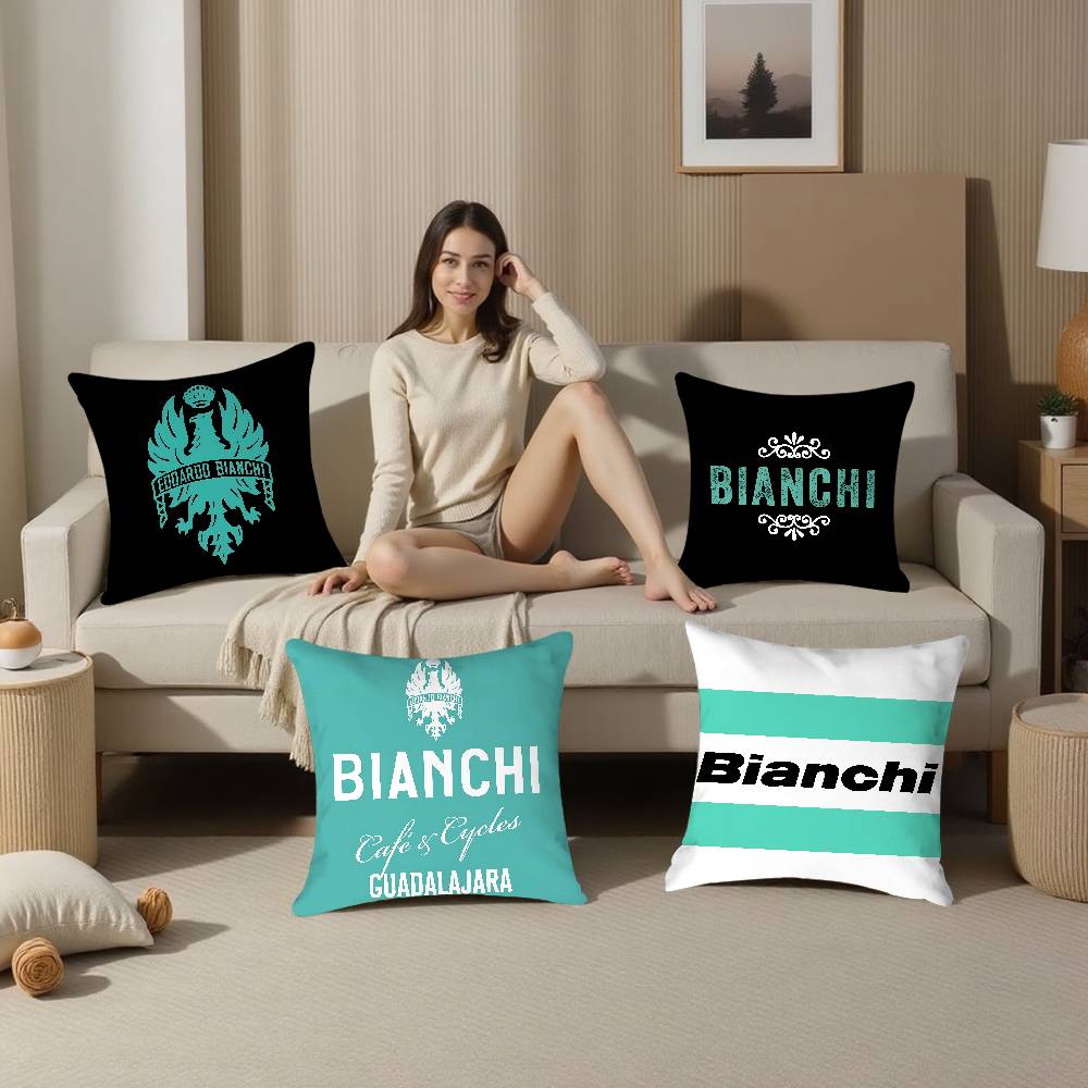 Роскошная наволочка с логотипом B-Bianchi для подушки на диван, в гостиную, спальню. Квадратная подушка с двусторонней печатью. Наволочка для подушки для сна