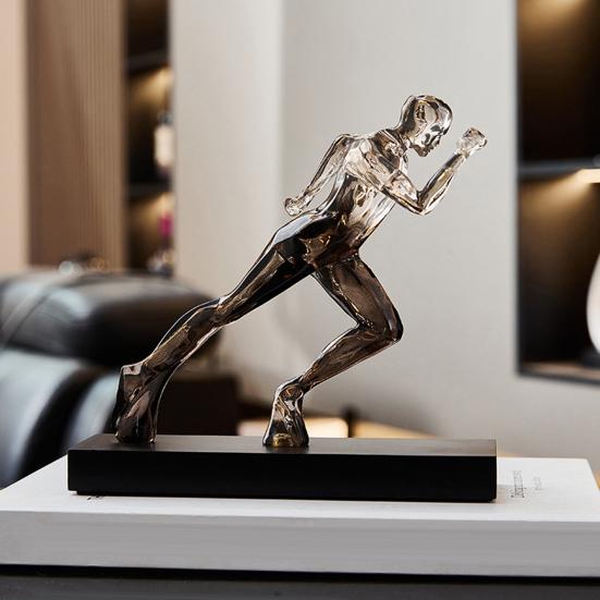 Male Runner Sculpture Abstract Resin Running Figurine Modern Home Decoration for
