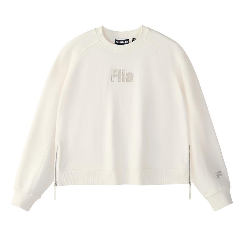 Fila Fusion Повседневная хлопковая толстовка с круглым вырезом для женщин толстовка Облачно-белый T11W443206FWT