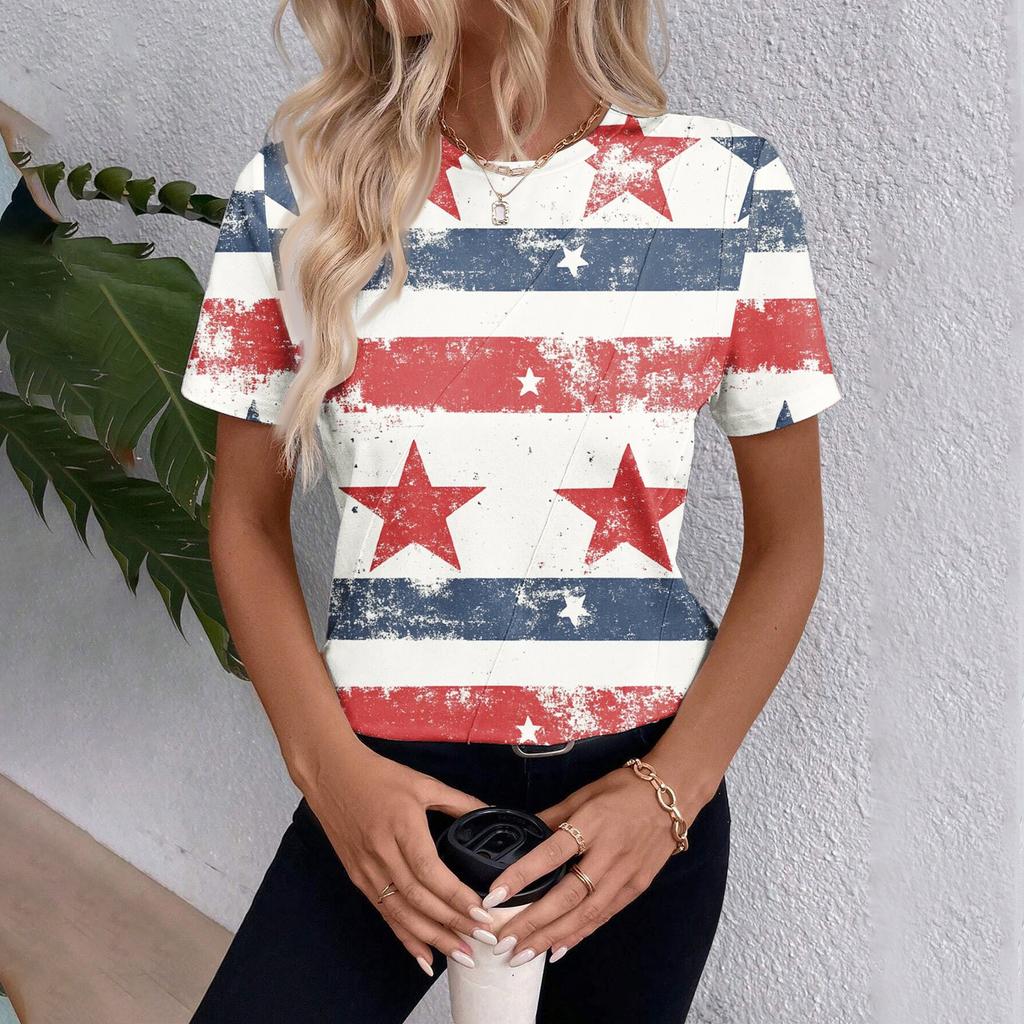 Женский топ с коротким рукавом и принтом «День независимости»