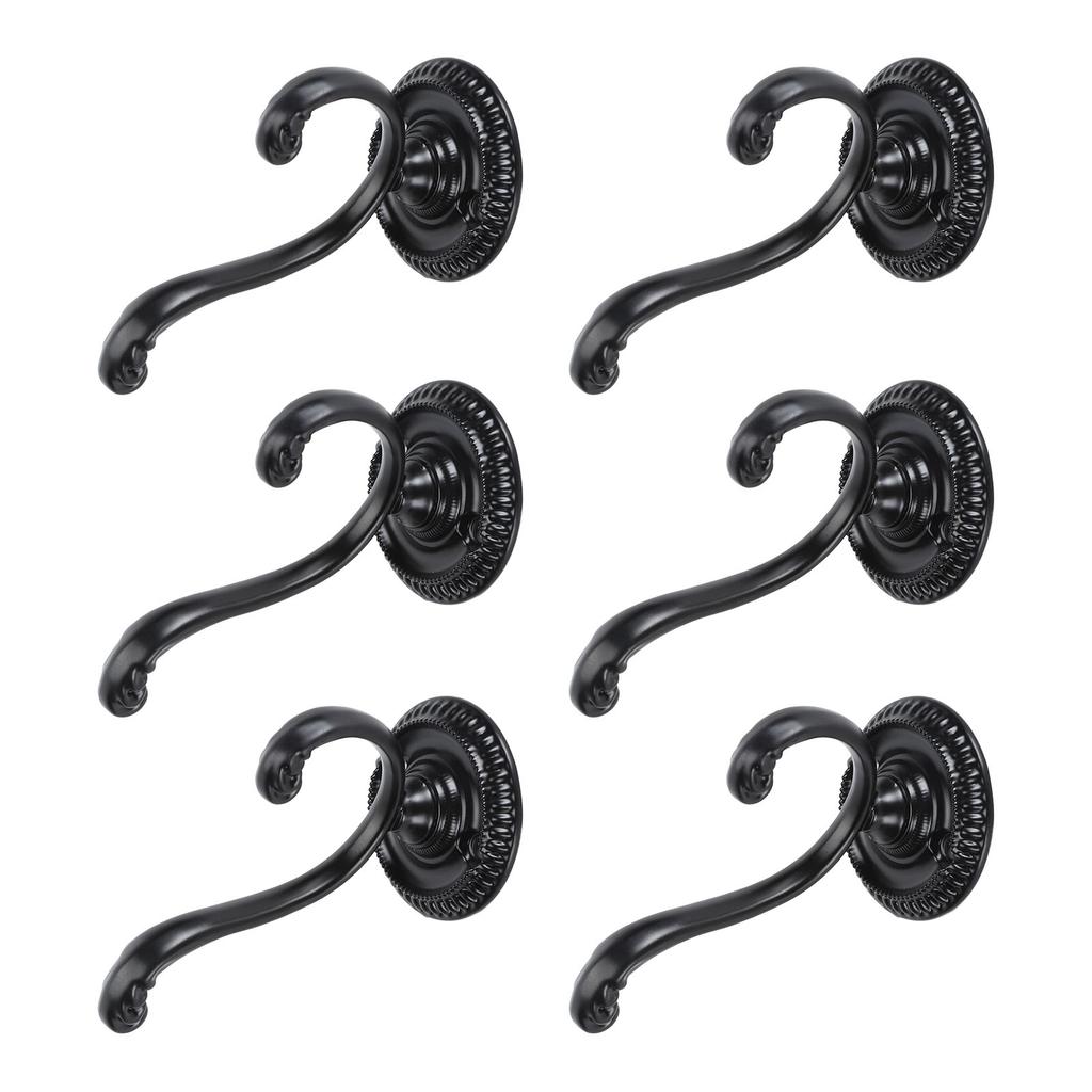 6шт крючков для пальто и шляп из цинкового сплава черного цвета, настенный, 2 лапки, ретро-крючок для пальто с 26 винтами