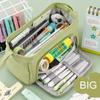 Large Capacity Pen Pouch Double-Layer Pencil Case Multifunctional Stationery Box Creative Handheld Pencil Bag Learning Supplies