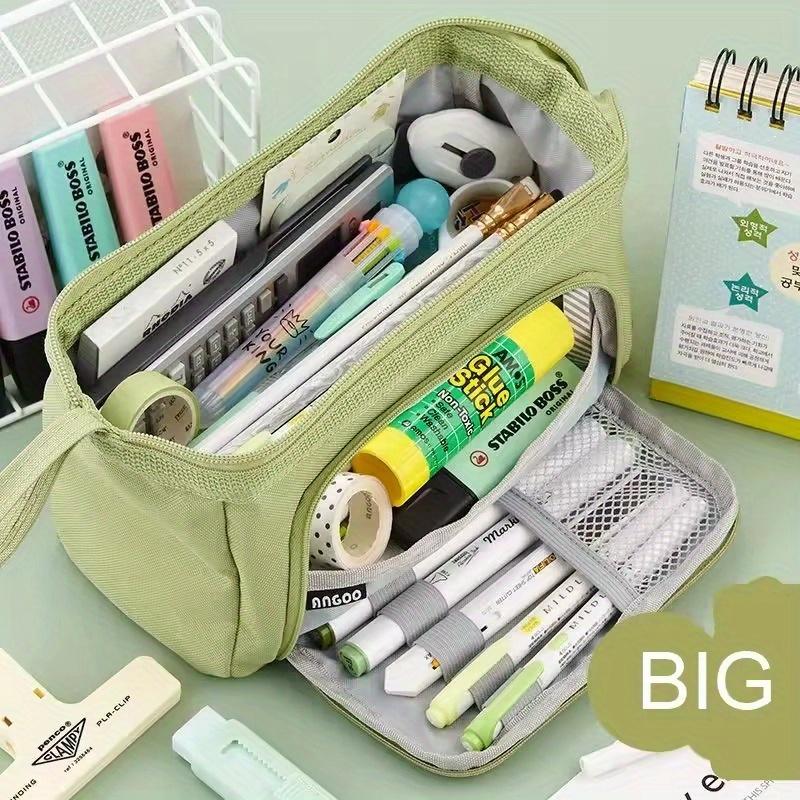 Large Capacity Pen Pouch Double-Layer Pencil Case Multifunctional Stationery Box Creative Handheld Pencil Bag Learning Supplies