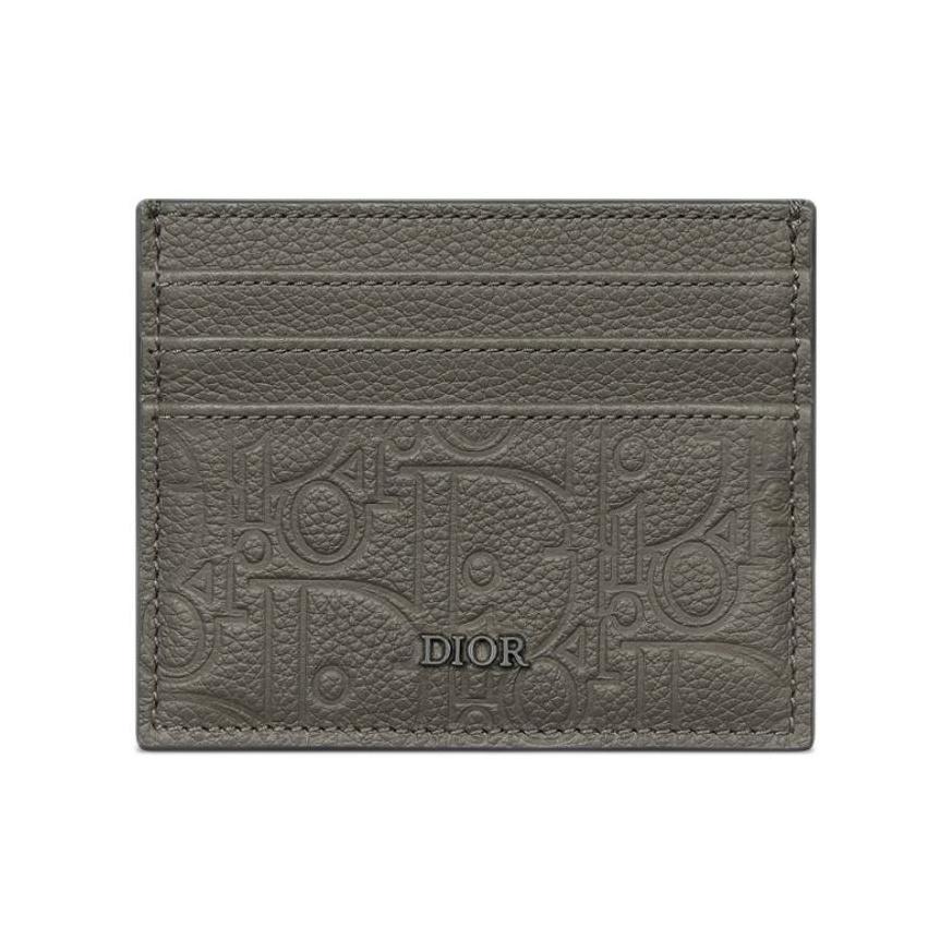 Dior Embossed Logo Gravity Print Leather Card Holder Unisex Accessories Gray 2ESCH135FLG-H800