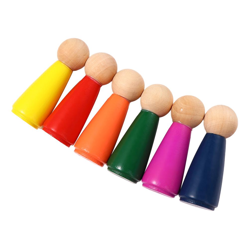 Cognitive People Figures Doll Colorful Blocks Peg Dolls Building Blocks Rainbow Color Puzzles Toy