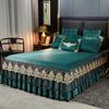 Luxury European Style Bedspread Lace Bed Skirt Solid Color Embroidery Thickened Protective Cover Queen King Size Bed Sheet Set