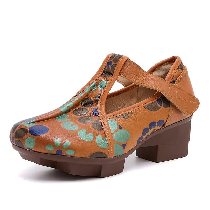 GKTINOO High Heels Pumps Women Shoes 2025 New Spring Genuine Leather Buckle Strap Retro Round Toe Casual Platform Ladies Shoes