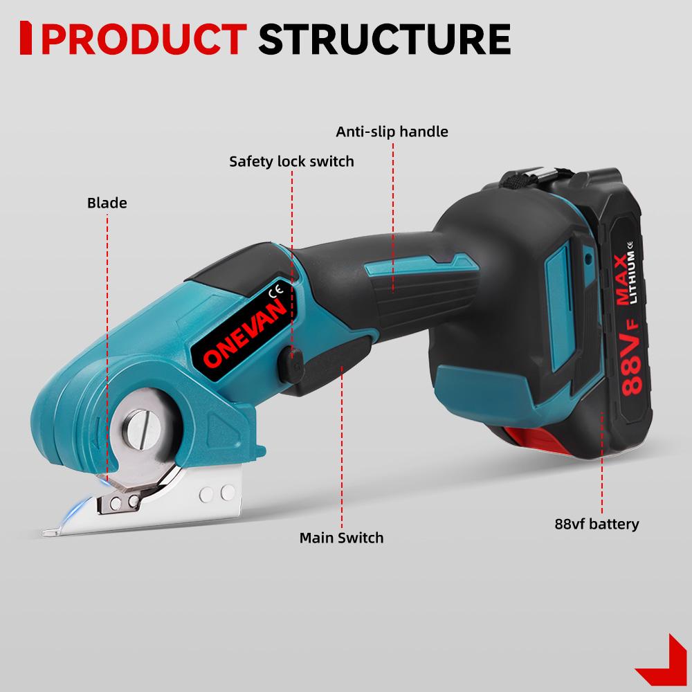 ONEVAN 800 Вт Аккумуляторные Электрические Ножницы Резак для Ткани Металла Ковровых Покрытий Инструменты для Резки Алюминиевый Сплав Нержавеющая Сталь Резак Для Аккумулятора Makita
