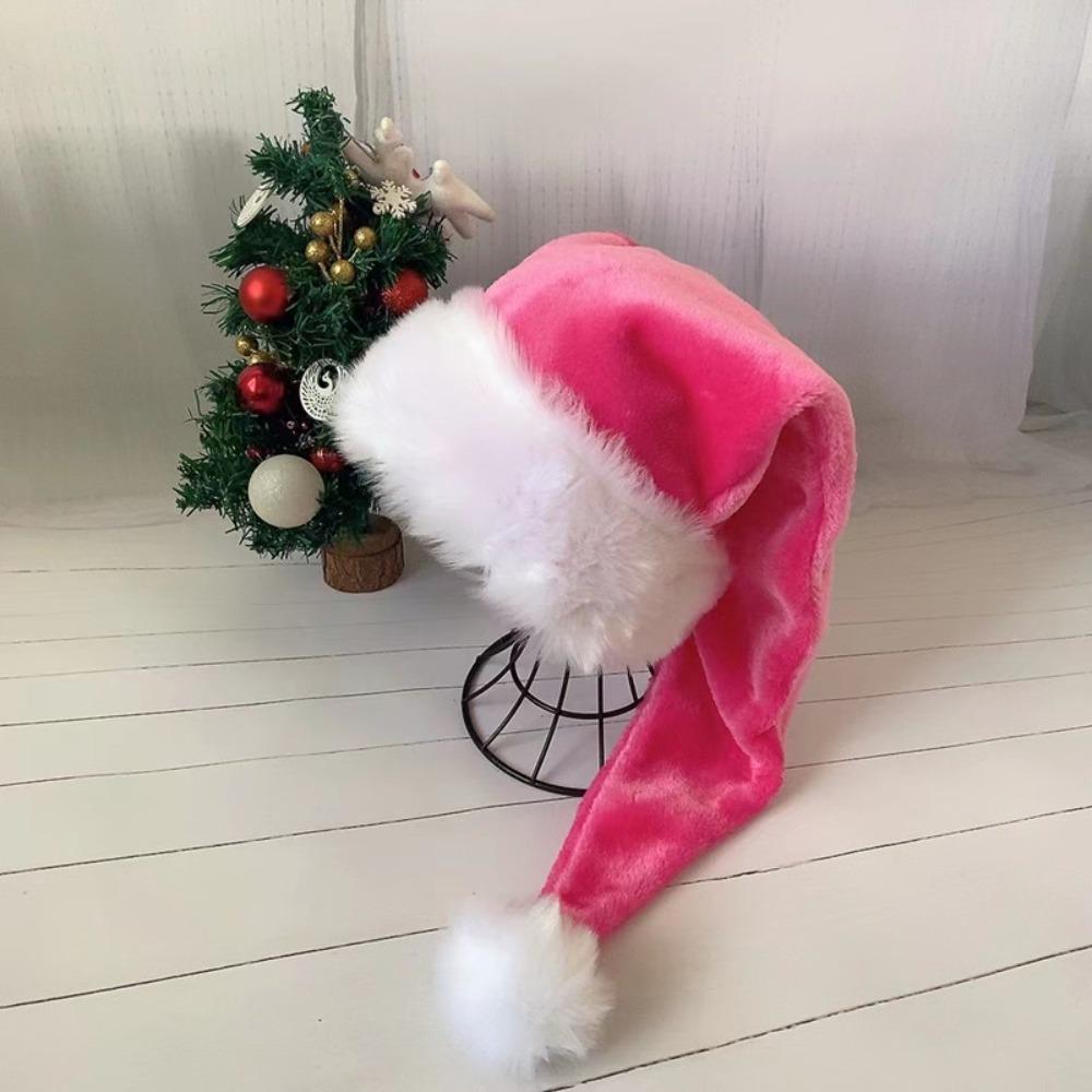 White Fur Fur Xmas Cap Red Hat Santa Hat Festive Party Plush Christmas Hat  Unisex