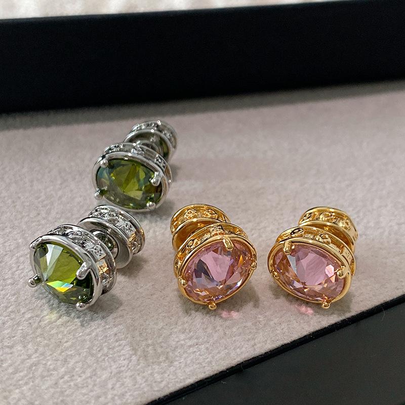 Серьги-пусеты с цирконом в форме круглого конуса, легкая роскошь, высококлассный темперамент, женская мода, маленькие и изысканные серьги