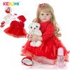 KEIUMI 24 Inch Elegant Reborn Baby Girl Doll 60 Cm Soft Vinyl Cloth Body Princess Doll Lifelike Boneca Reborn Kids Playmate