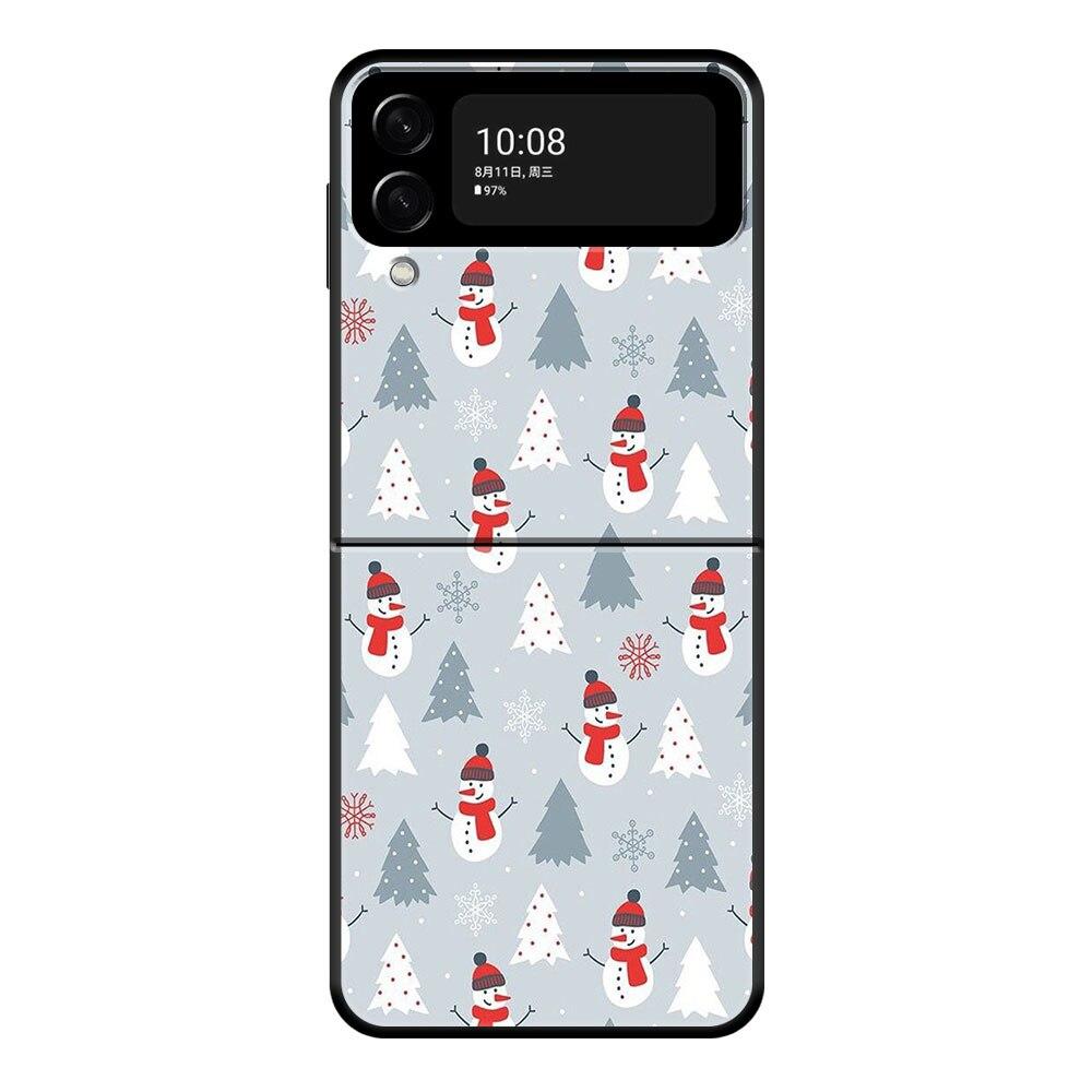 Счастливого Рождества Снеговик Чехол для телефона для Samsung Galaxy Z Flip Z Flip3 5G Z Flip4 Твердый ПК Матовый чехол