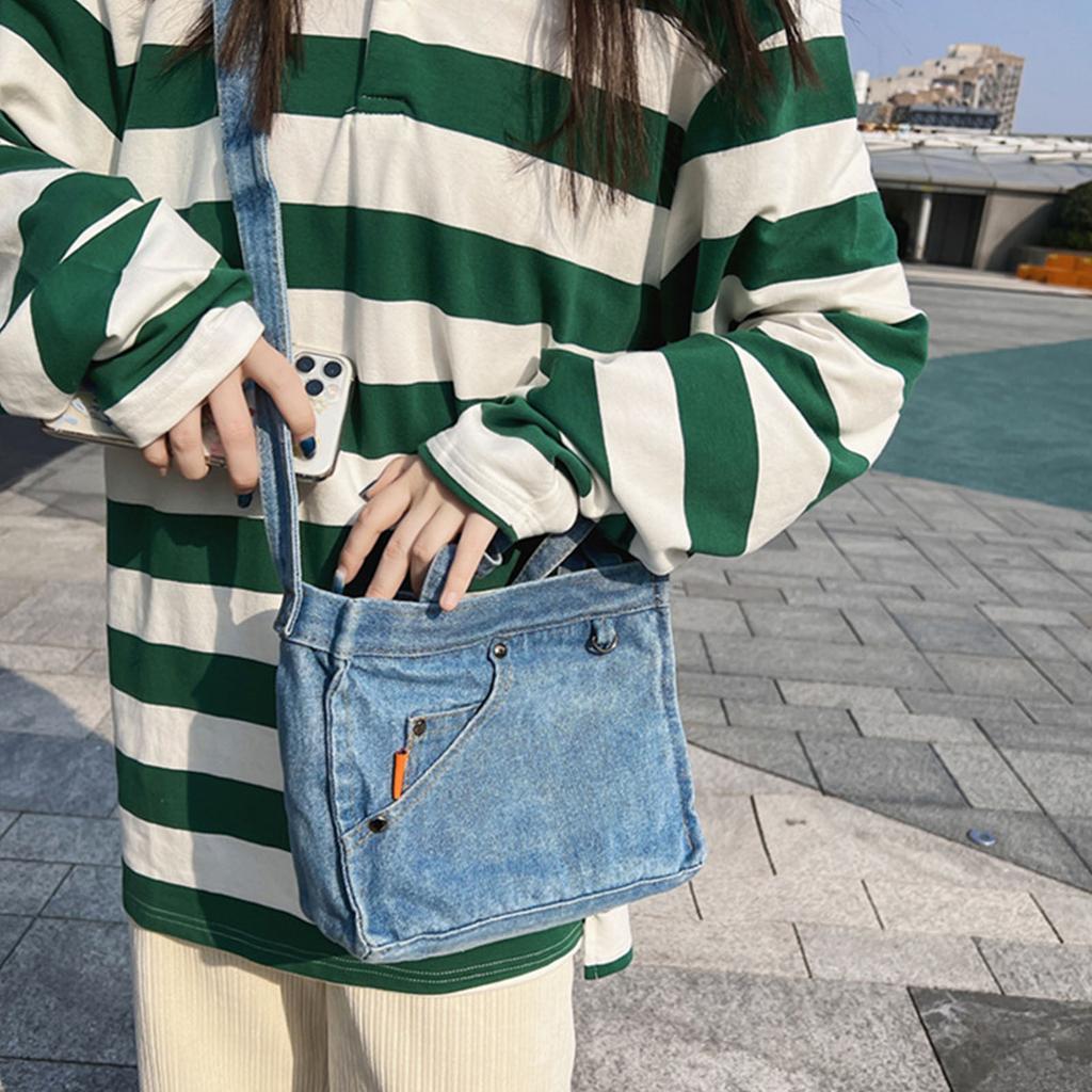 Винтажная джинсовая синяя сумка через плечо, сумка через плечо, сумки с карманами, сумка-мессенджер для тоутов, сумка-сюрприз, подарок для сестры