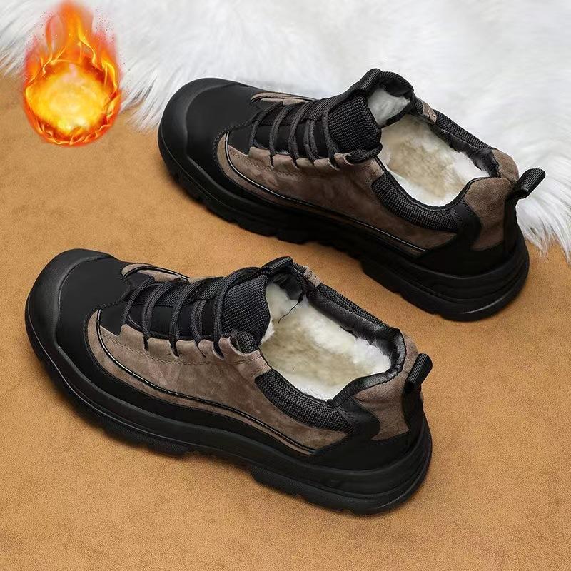 Мужские зимние сноубутсы с плюшевой подкладкой, высокие хлопковые ботинки, уличные водонепроницаемые и противоскользящие рабочие ботинки, ботинки Мартин