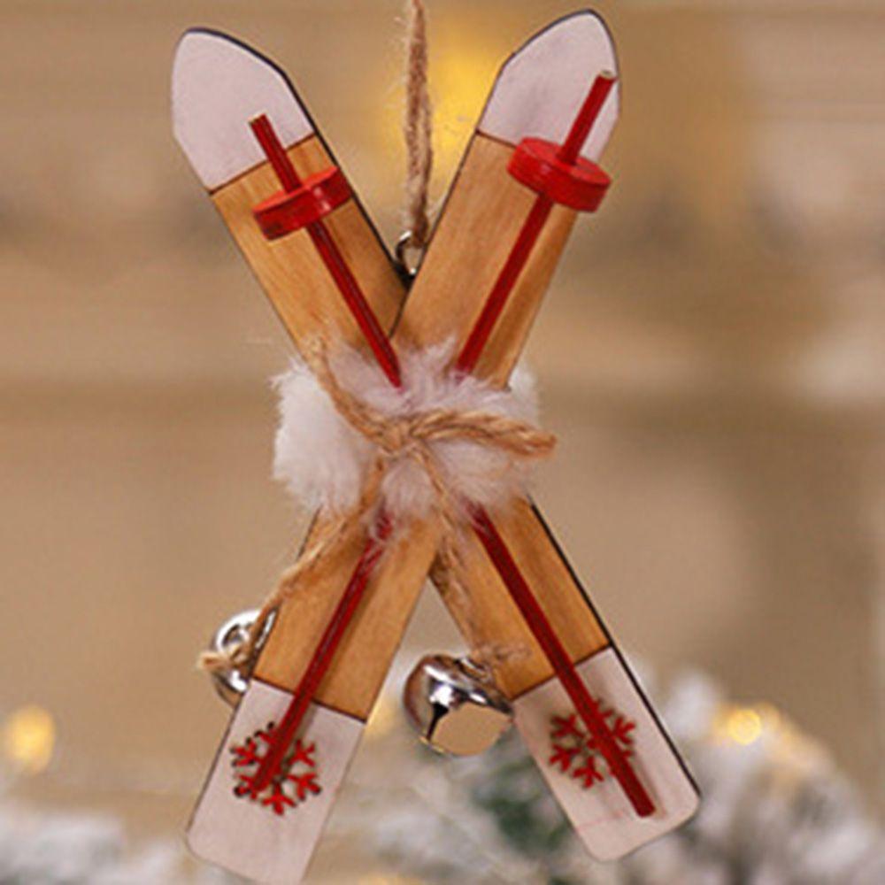 Craft Xmas Kids Gift Ornaments Wooden Skiing Wooden Sled Christmas Pendants Christmas Decoration