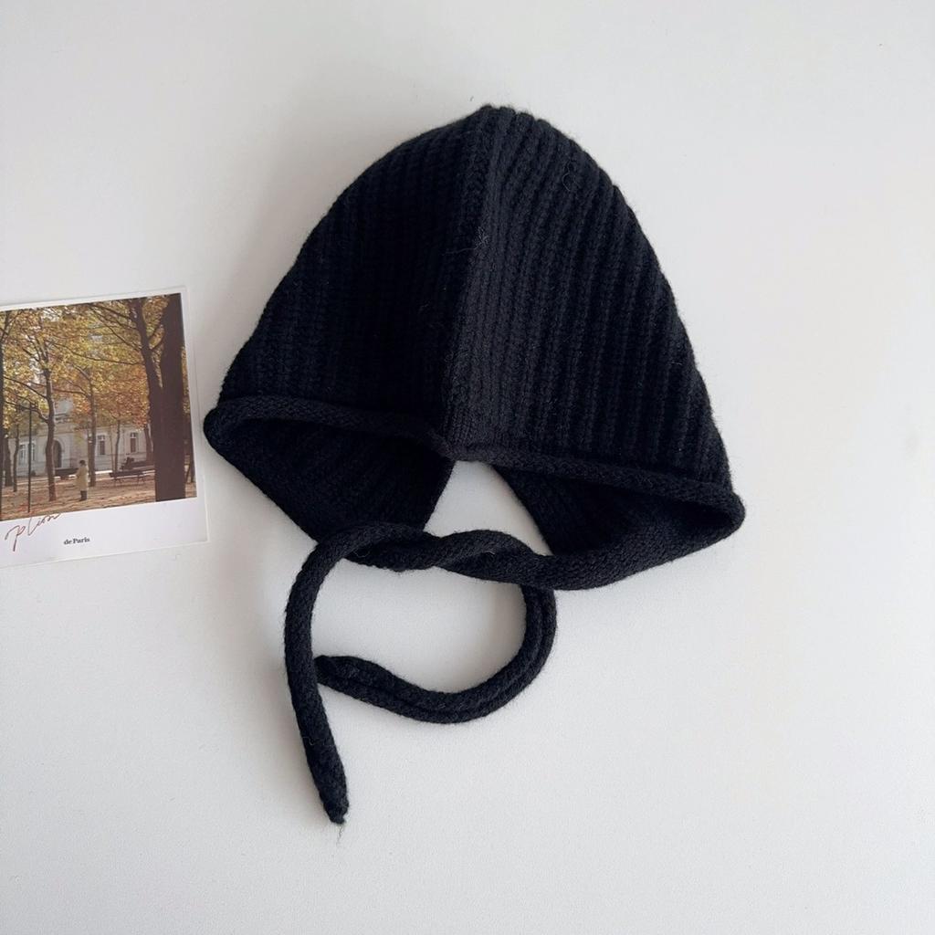 Шапка-балаклава из чистой шерсти Женская красная рождественская вязаная шапка с защитой ушей Маленькая теплая шапка, подчеркивающая лицо