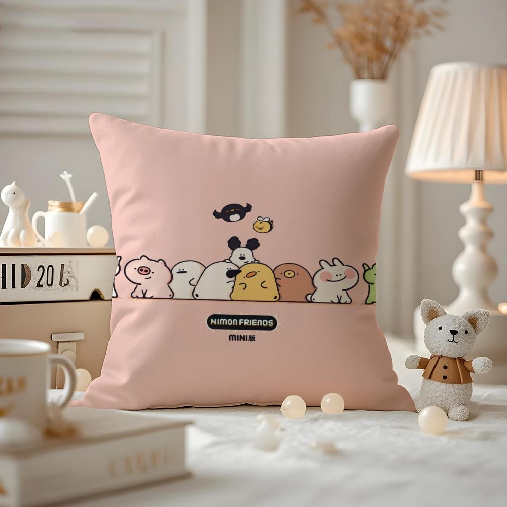 Cushion Cover Anti-dustmite Pillowcase Invisible Zipper Silky Short Plush Sofa Cushion Cover Cute Portrait