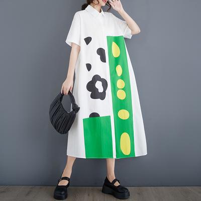 2025 Плюс Размер Женское Летнее Платье Женское Длинное Платье С Принтом Свободное Винтажное Макси Хлопковое Платье На Пуговицах Базовое