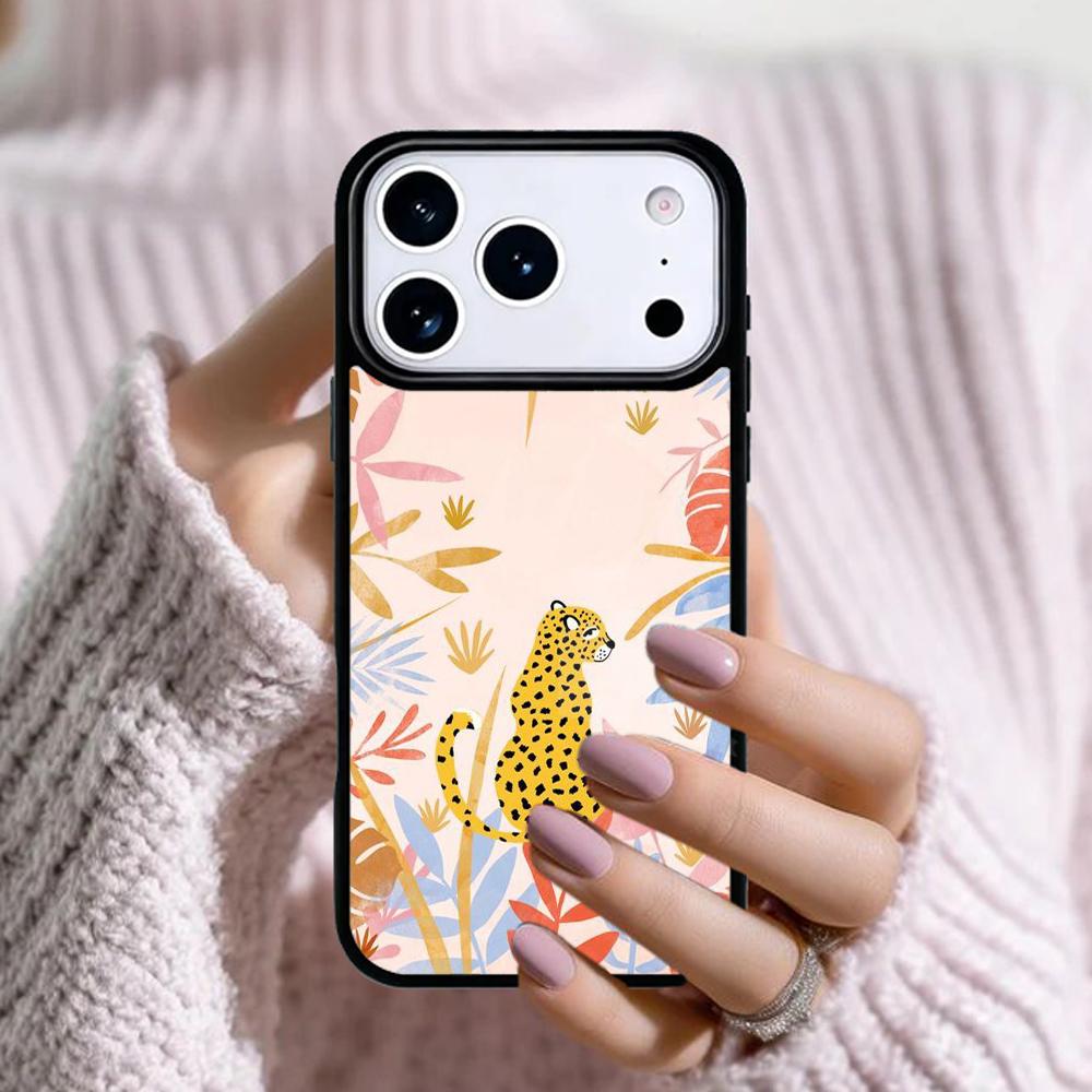 Cute Cheetah Phone Case For Apple iPhone 17 Air 16E 15 14 Plus 13 12 11 Pro Max Mini Funda Cover