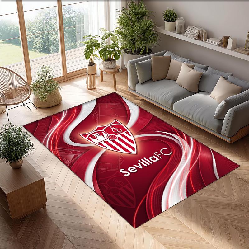 Sevilla FC Soccer Football Pattern Soft Area Rug Non Slip Indoor Floor Carpet Sports Decor Mat for Bedroom