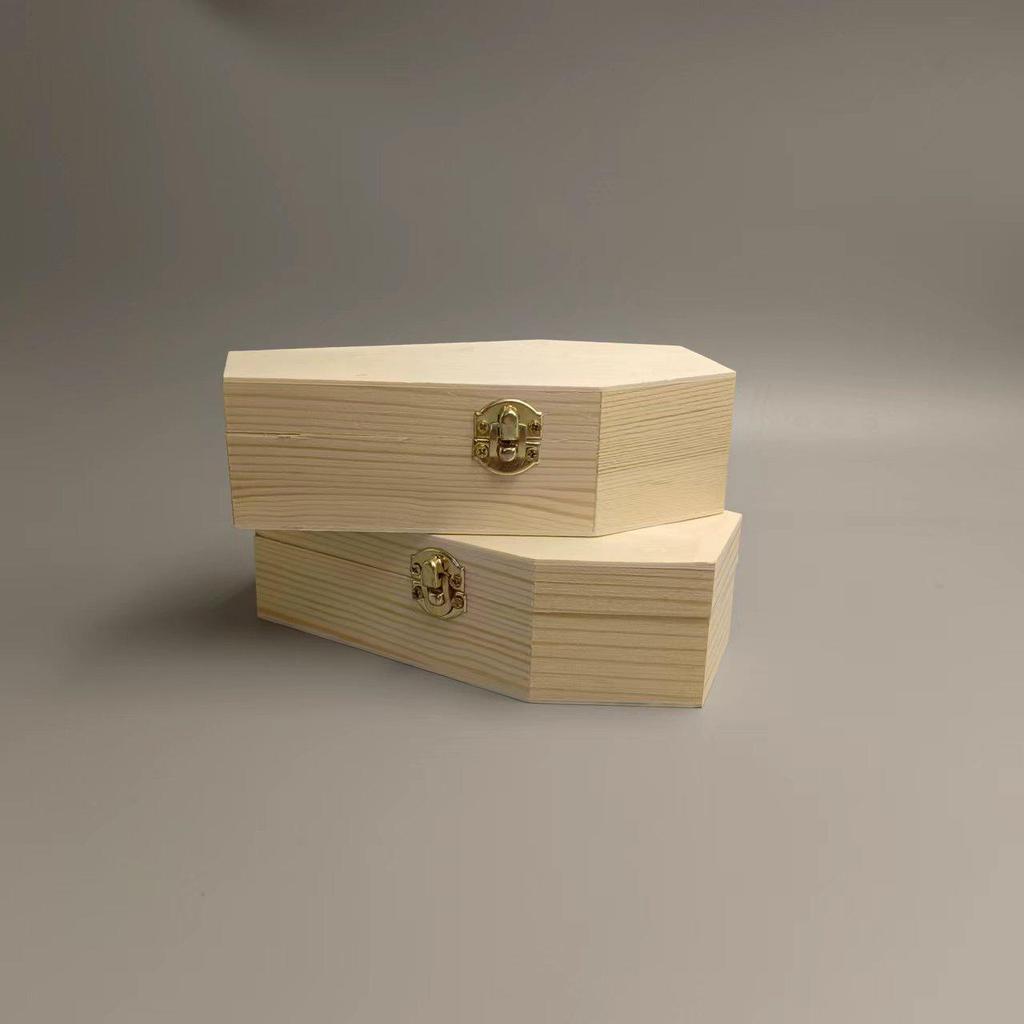 In-Stock Wooden Pet Coffin Urn: Multi-functional Flip-Top Box for Halloween Decor & Storage