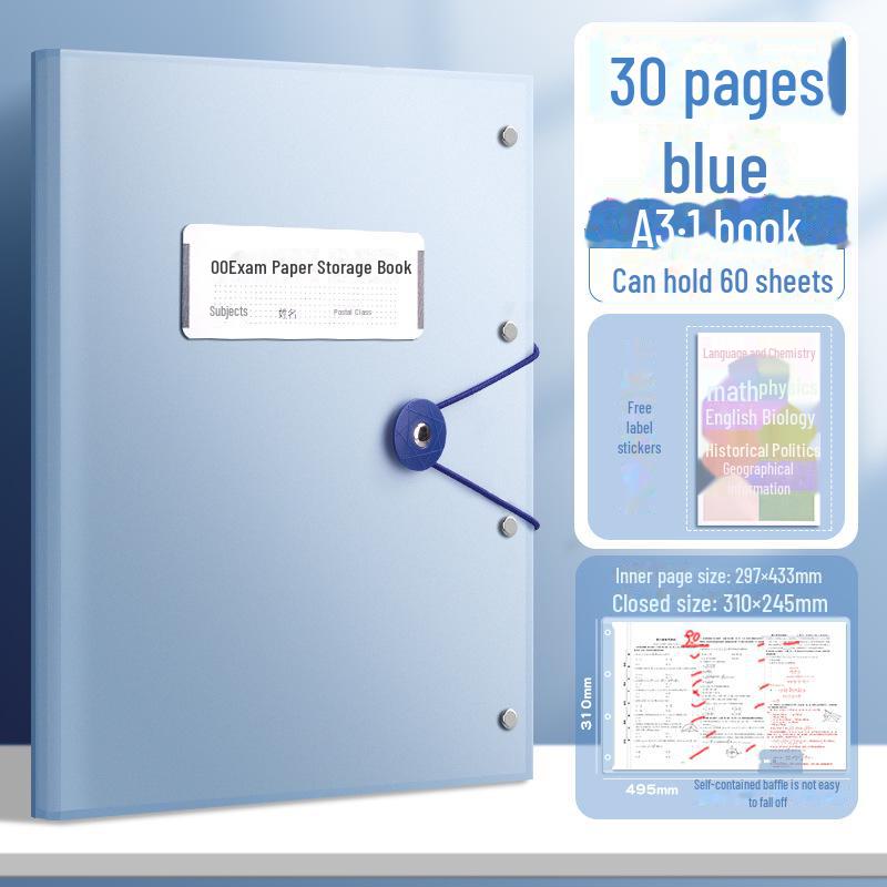 Прозрачная папка-книга для хранения формата А3/А4 - 20/30/60 страниц, утолщенный дизайн для бумаг и фотографий