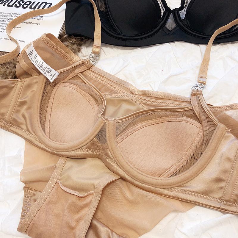 1 комплект/женский комплект нижнего белья, сексуальный кружевной бюстгальтер пуш-ап, французский тонкий бюстгальтер с тонкой чашкой, удобный летний сетчатый дышащий комплект нижнего белья без косточек