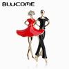 Red Enamel Social Dancing Women Men Brooch Gold-color Pins For Shoulder Scarf Suit Clips Clothes Decoration Jewelry Clip