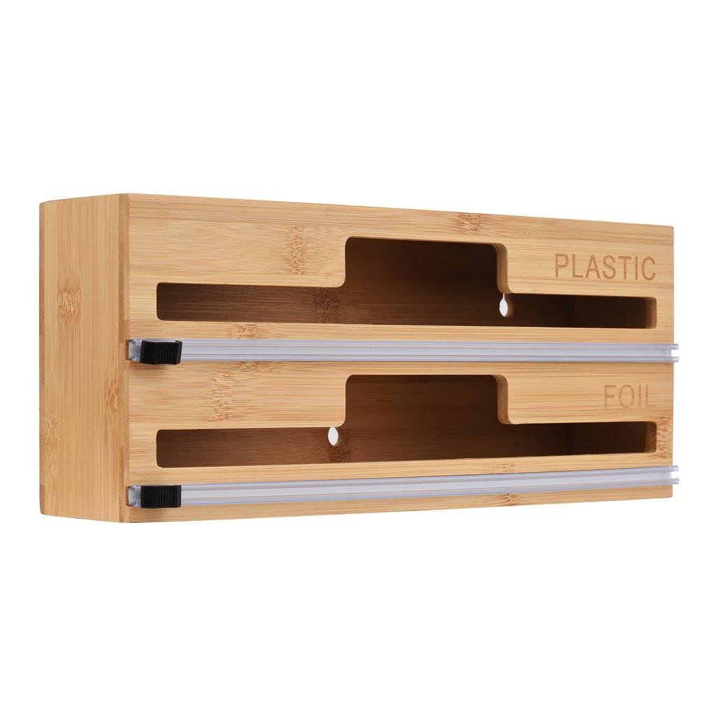 Диспенсер для обертывания 2 в 1 с резаком для пластиковой пленки, алюминиевая фольга, диспенсер для вощеной бумаги для кухни