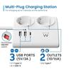 Ewent EW3871 Настольный удлинитель 2 USB-A/USB-C 1.5м Белый