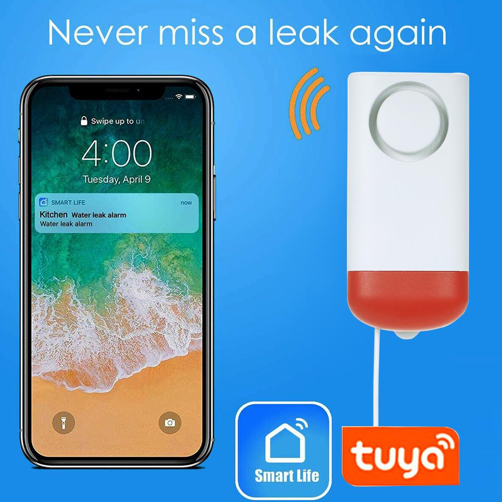 Умный датчик утечки воды WiFi, датчик утечки воды, датчик вторжения, сигнализация перелива, пульт дистанционного управления Tuya Smart Life для домашней безопасности