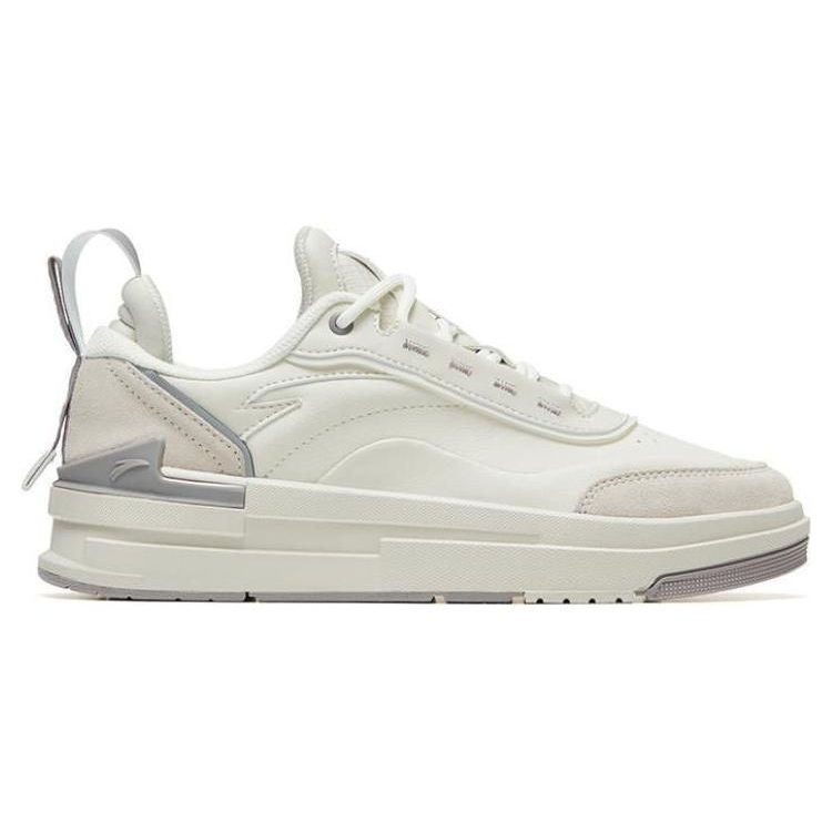 Anta Fabric Synthetic Leather Stylish Versatile Non-Slip Shock Absorbing Wear-Resistant Low-Top Skate Shoes Women Sneaker Gray 922248068-3