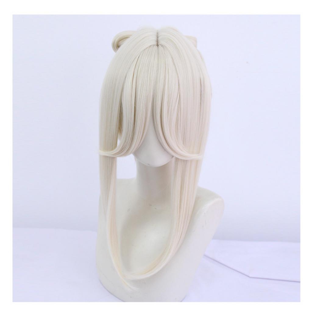 Golden Long Wig 48cm Bun Style Simulated Scalp Heat Resistant Synthetic Full Cap Wig for Women Party Cosplay