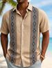 Летний must-have! Рубашка с коротким рукавом в tribal-стиле, легкая смесовая ткань с льном