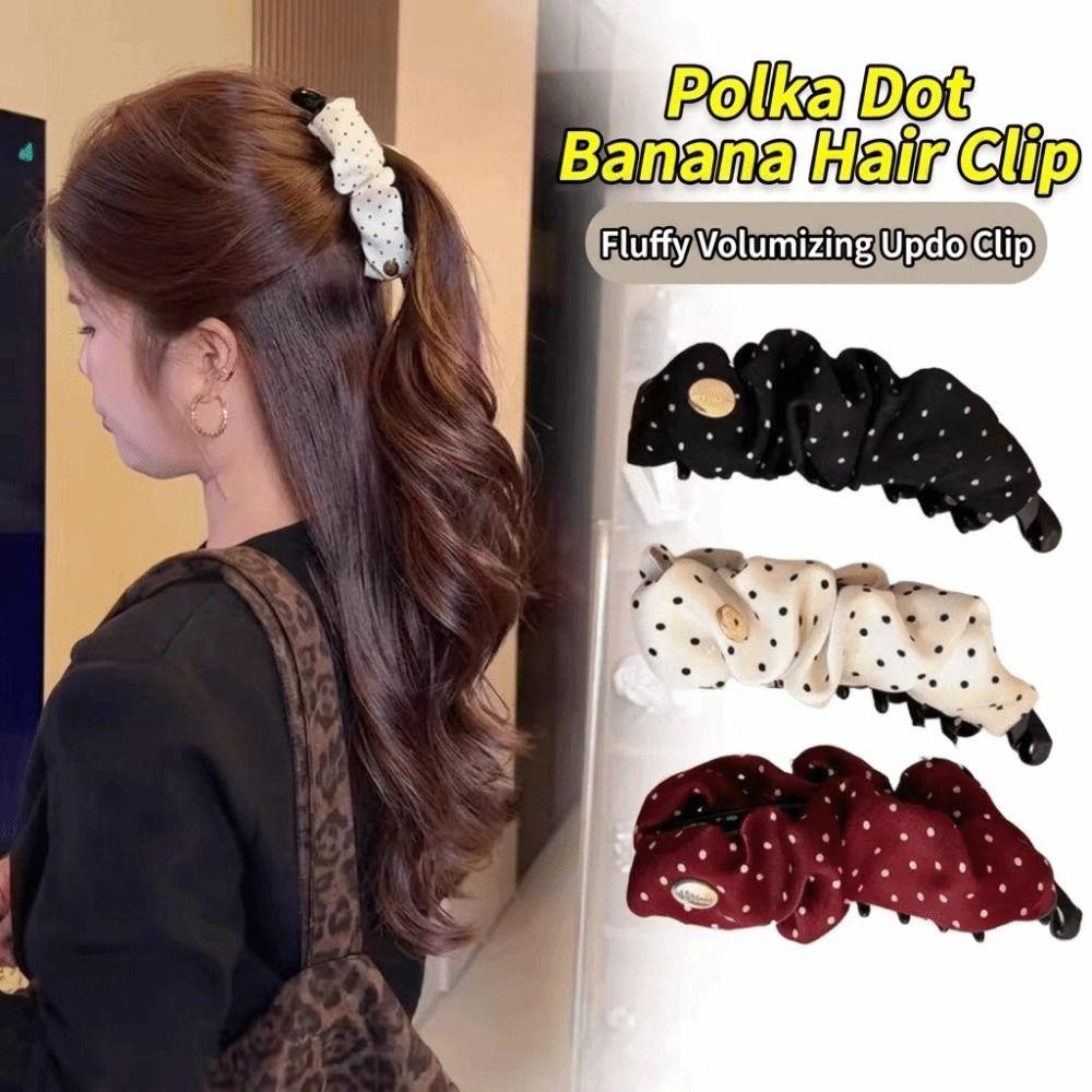Korean-style Hair Clip Dot Pleated Ponytail Clip New Banana Clip Adds Volume To Hair