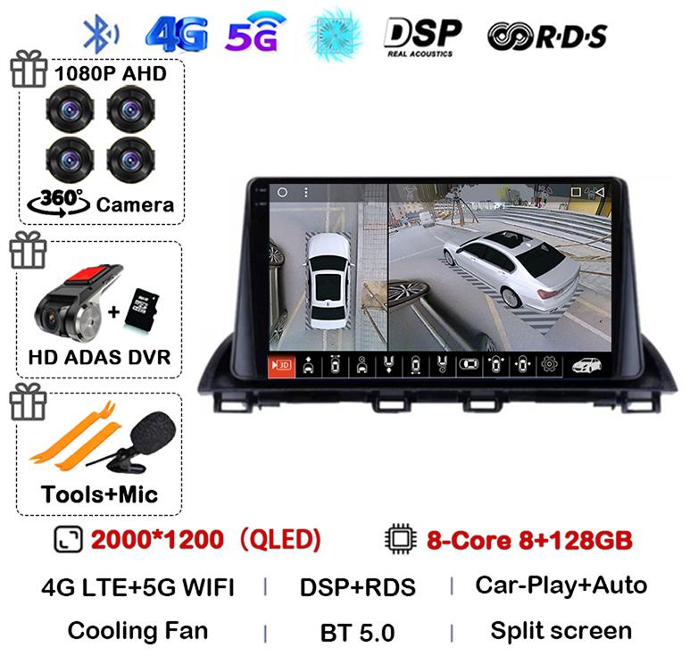 Android 14 Carplay Auto For Mazda 3 Axela 2013 - 2019 Car Radio Multimedia Player GPS Navigation Video Stereo Head Unit 2Din DVD