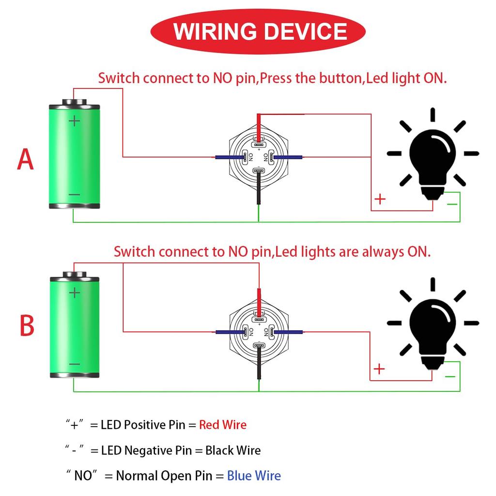 MKBKLLJY 6 шт. 12 мм светодиодный кнопочный переключатель с фиксацией, черный корпус, предварительно смонтированный, IP65 с красным светодиодом для автомобиля, морской лодки