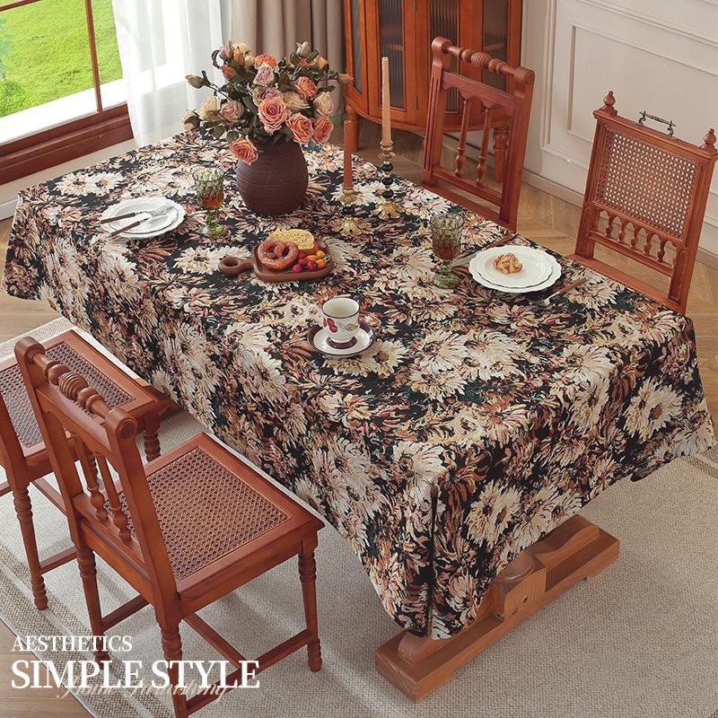 1pcs French Retro Oil Painting Tablecloths Ins Style High-end Light Luxury Dining Table Cover Dust Proof Coffee Table Cloth Living Room Decoration