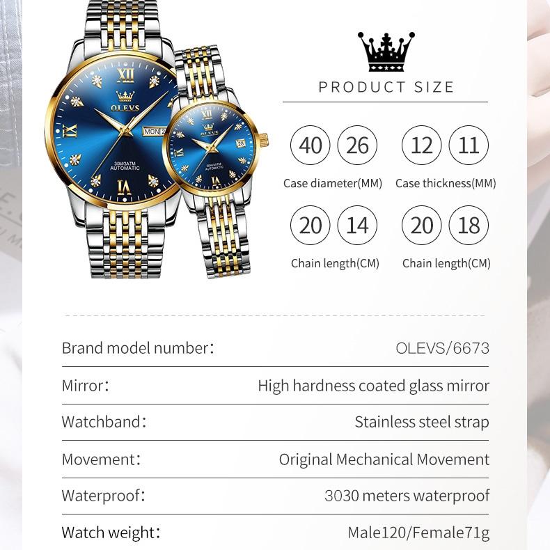 OLEVS Brand Watches Automatic Mechanical Watch Small Students Casual Couple Watch Men's Watch Women's Watch