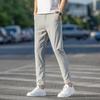 Ice Silk Thin Nine-point Casual Pants for Men's Slim Feet Elastic Versatile High-end Business Trousers In Summer