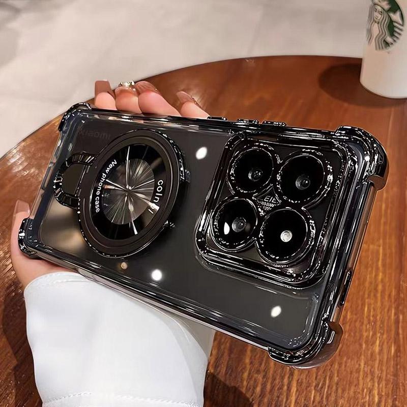 Transparent Shockproof Magnetic Bracket Phone Case For Xiaomi Poco X7 X6 F7 Pro M6 F6 F3 X5 X3 POCO C65 C75 C71 Silicone Cover