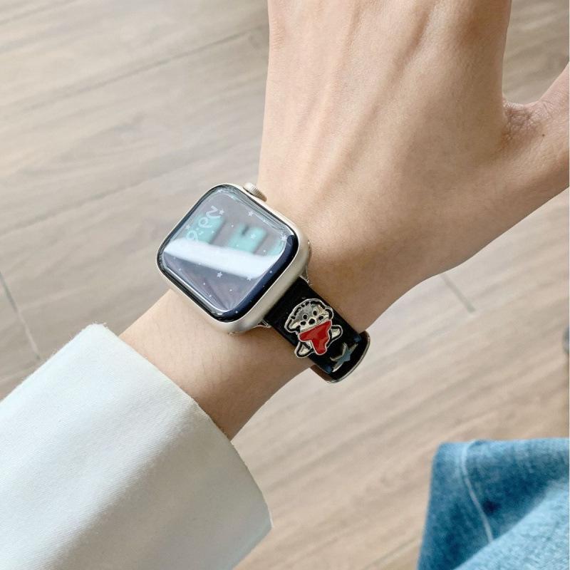 Совместимый кожаный ремешок для Apple Watch 11, iWatch 109876E, Huawei GT5 и Xiaomi 9 Pro - Дизайн «Звездный щенок»