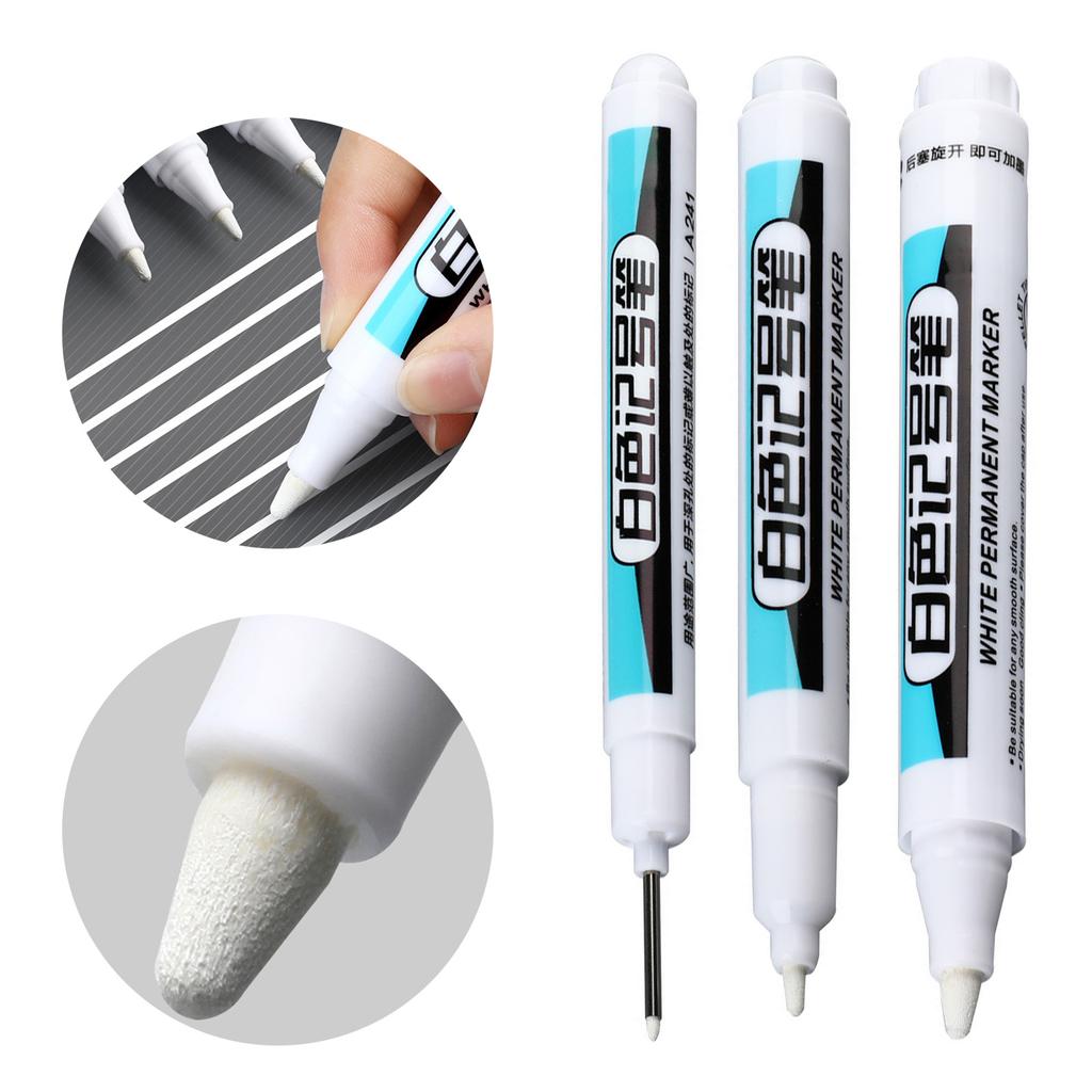 4 Pcs White Markers Paint Pens Oil-based Markers Long Tip Marker Permanent Markers for Rock Tire Glass Metal Painting