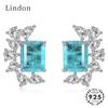 Линдон Стерлингового Серебра 925 Элегантные Женские Серьги Ювелирные Изделия 8*10 Прямоугольные Цирконовые Серьги-гвоздики Для Свадебной Вечеринки Подарки