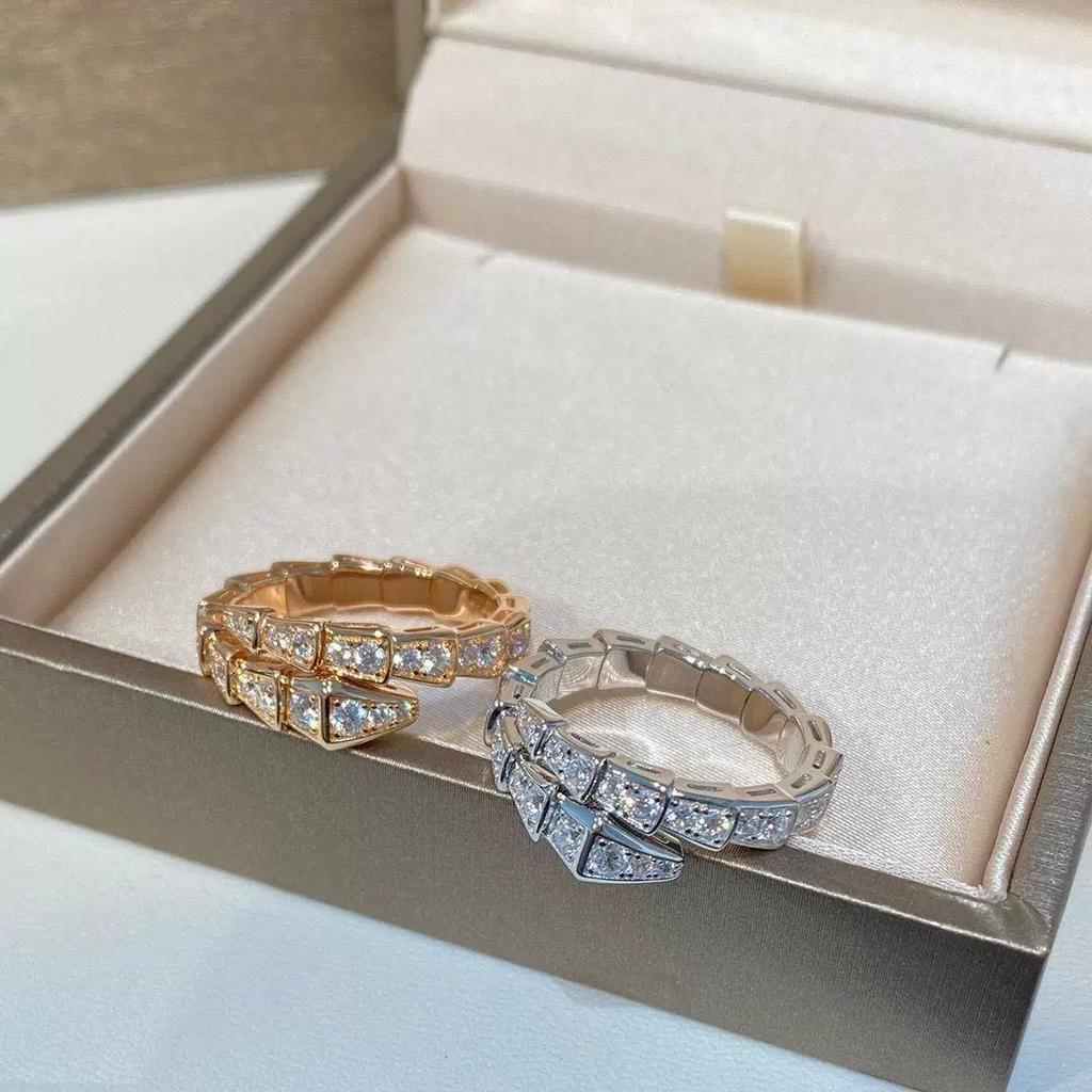 Роскошное открытое кольцо в форме змеи с бриллиантовым дизайном для женщин