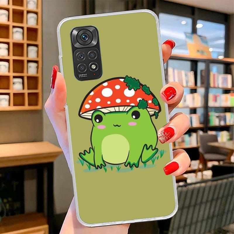 Коттеджкор Лягушка Гриб Кавайный Чехол для Телефона Для Xiaomi Redmi Note 15 14 13 12 11 10 Pro Plus 14S 12S 11S 11T 11E 10S Мягкий