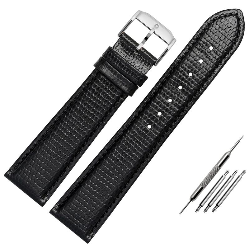 15mm 21mm Black lizard pattern genuine lea/ther watchband for Movado 0607194 606088 watch strap Simple stylish wristwatches band
